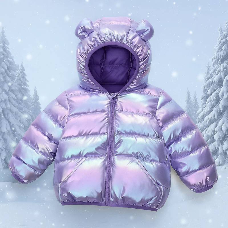 CuddleCoat– Dicke wattierte Jacke mit Bärenkapuze Violett / 100 (3 Jahre / 40 cm / 50 cm) | Pädagogisches Holzspielzeug von Mein Kleines Baby