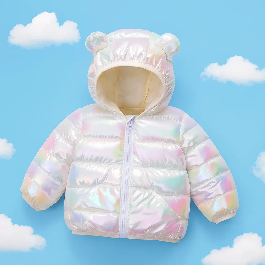 CuddleCoat– Dicke wattierte Jacke mit Bärenkapuze Weiß / 100 (3 Jahre / 40 cm / 50 cm) | Pädagogisches Holzspielzeug von Mein Kleines Baby