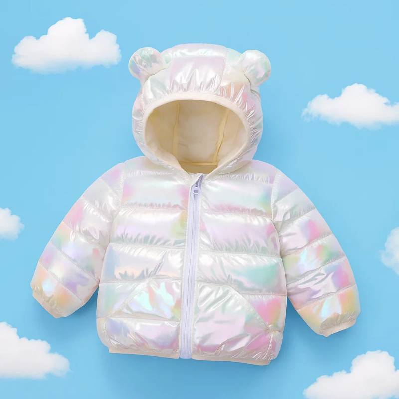 CuddleCoat– Dicke wattierte Jacke mit Bärenkapuze Weiß / 100 (3 Jahre / 40 cm / 50 cm) | Pädagogisches Holzspielzeug von Mein Kleines Baby