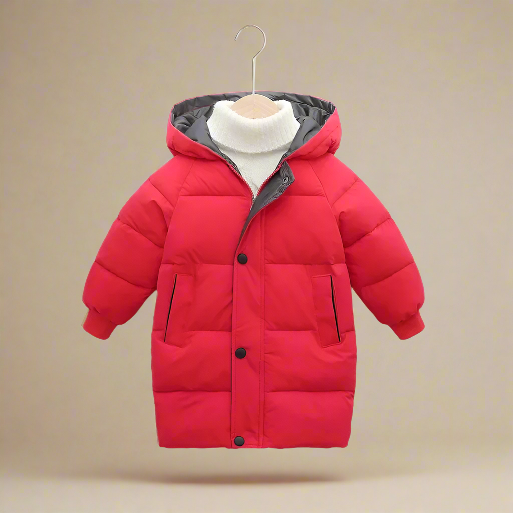 CuddleCoat– Gemütlich&schützend – Winterjacke aus Baumwolle Rood / 110 (4 Jahre / 59 cm / 80 cm) | Pädagogisches Holzspielzeug von Mein Kleines Baby