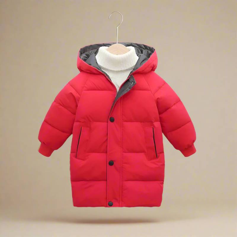 CuddleCoat– Gemütlich&schützend – Winterjacke aus Baumwolle Rood / 110 (4 Jahre / 59 cm / 80 cm) | Pädagogisches Holzspielzeug von Mein Kleines Baby
