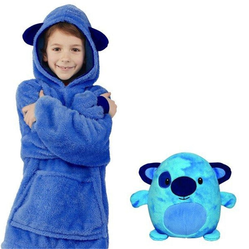 CuddleHoodie™ - Kapuzenpullover und Umarmung in einem! - Warm und multifunktional Blaues Monster | Pädagogisches Holzspielzeug von Mein Kleines Baby