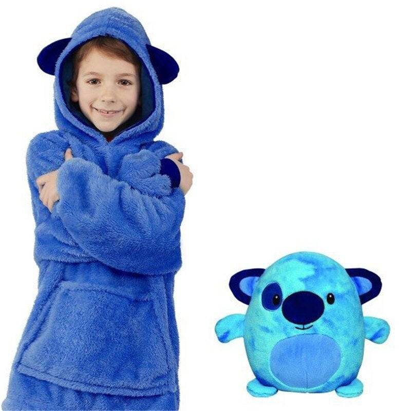 CuddleHoodie™ - Kapuzenpullover und Umarmung in einem! - Warm und multifunktional Blaues Monster | Pädagogisches Holzspielzeug von Mein Kleines Baby