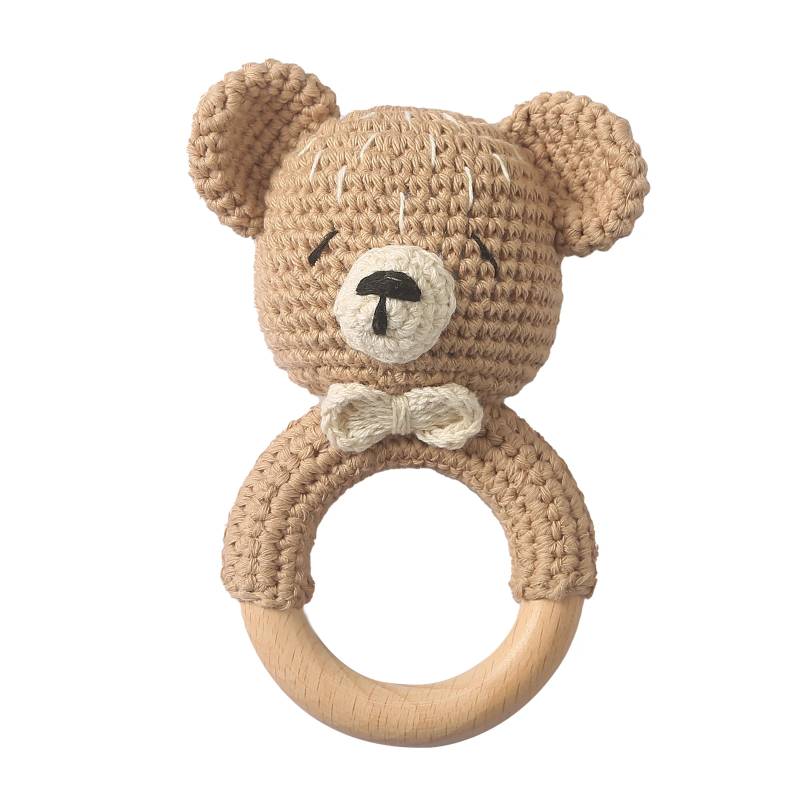 CuddleRattle – Weich & Verspielt – Gehäkelte Baby-Rassel mit Holzring Bär | Pädagogisches Holzspielzeug CuddleRattle – Weich & Verspielt – Gehäkelte Baby-Rassel mit Holzring Bär | Pädagogisches Holzspielzeug von Mein Kleines Baby