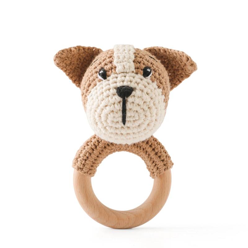 CuddleRattle – Weich & Verspielt – Gehäkelte Baby-Rassel mit Holzring Hund | Pädagogisches Holzspielzeug CuddleRattle – Weich & Verspielt – Gehäkelte Baby-Rassel mit Holzring Hund | Pädagogisches Holzspielzeug von Mein Kleines Baby
