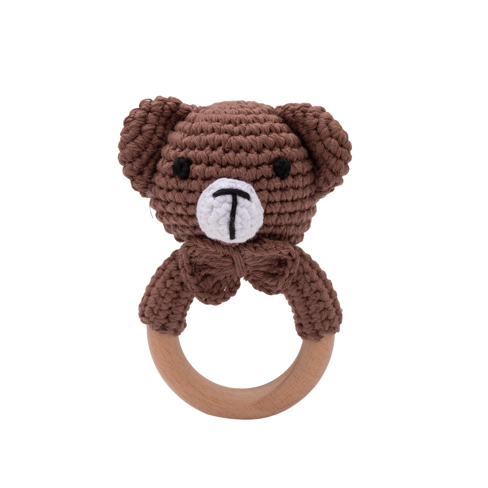 CuddleRattle – Weich & Verspielt – Gehäkelte Baby-Rassel mit Holzring Teddybär | Pädagogisches Holzspielzeug von Mein Kleines Baby