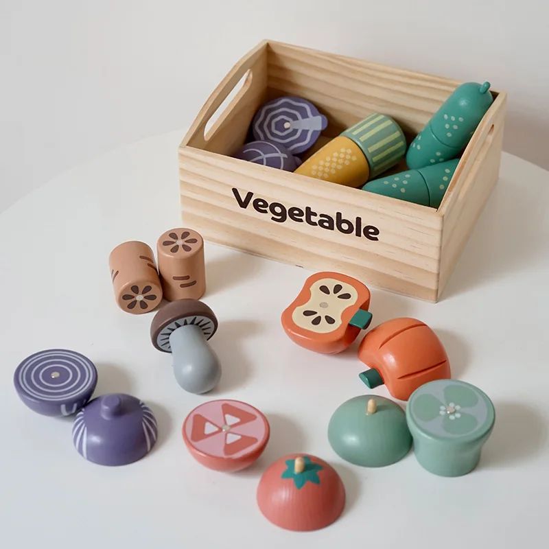Cutting Play Set™ – Schneiden&Spielzeug - Küchenspielzeug Gemüse | Pädagogisches Holzspielzeug von Mein Kleines Baby