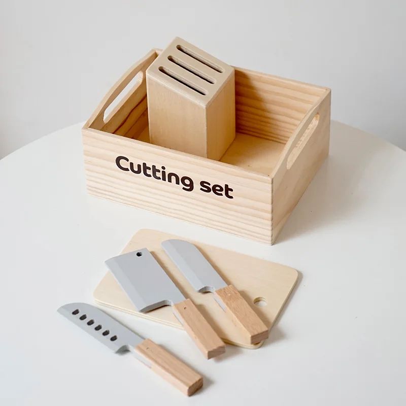 Cutting Play Set™ – Schneiden&Spielzeug - Küchenspielzeug Schneidebrett | Pädagogisches Holzspielzeug von Mein Kleines Baby