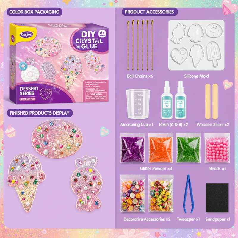 DIY Crystal Keychain Kit– Kreativ&Verspielt– Bastelset für Schlüsselanhänger Dessert B – Umfangreich | Pädagogisches Holzspielzeug von Mein Kleines Baby