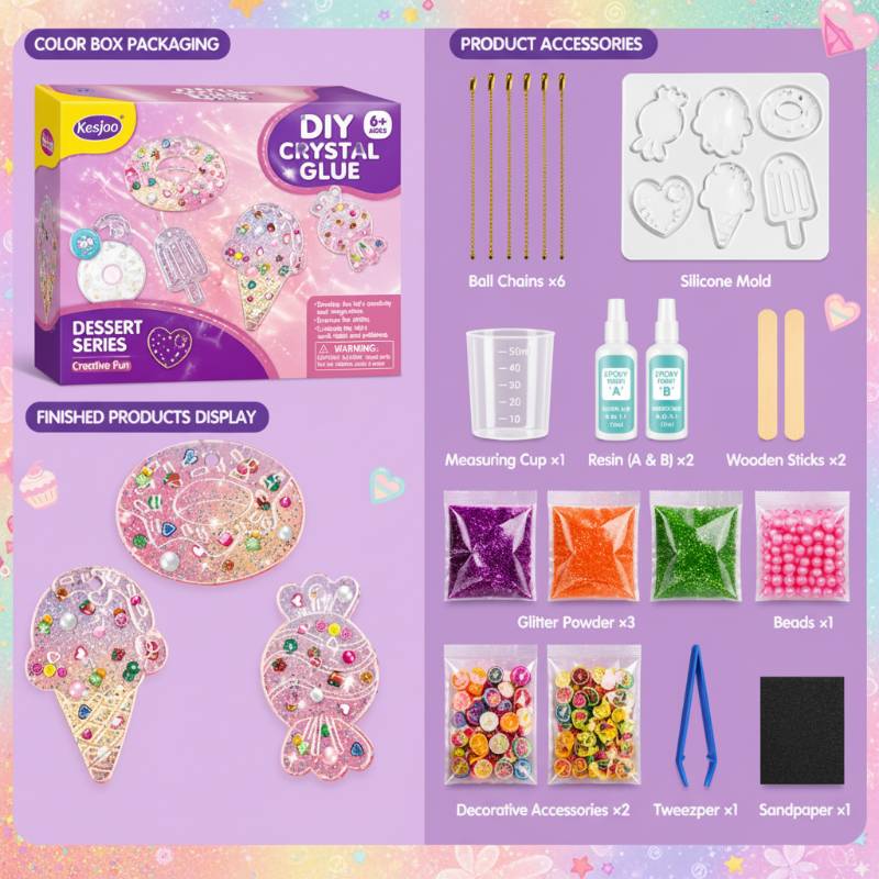 DIY Crystal Keychain Kit– Kreativ&Verspielt– Bastelset für Schlüsselanhänger Dessert B – Umfangreich | Pädagogisches Holzspielzeug von Mein Kleines Baby