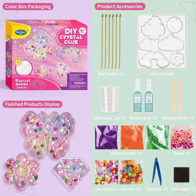 DIY Crystal Keychain Kit– Kreativ&Verspielt– Bastelset für Schlüsselanhänger Fantasie – Ausführlich | Pädagogisches Holzspielzeug von Mein Kleines Baby
