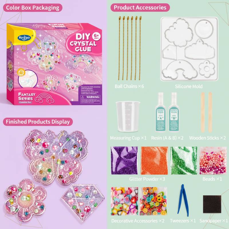 DIY Crystal Keychain Kit– Kreativ&Verspielt– Bastelset für Schlüsselanhänger Fantasie – Ausführlich | Pädagogisches Holzspielzeug von Mein Kleines Baby