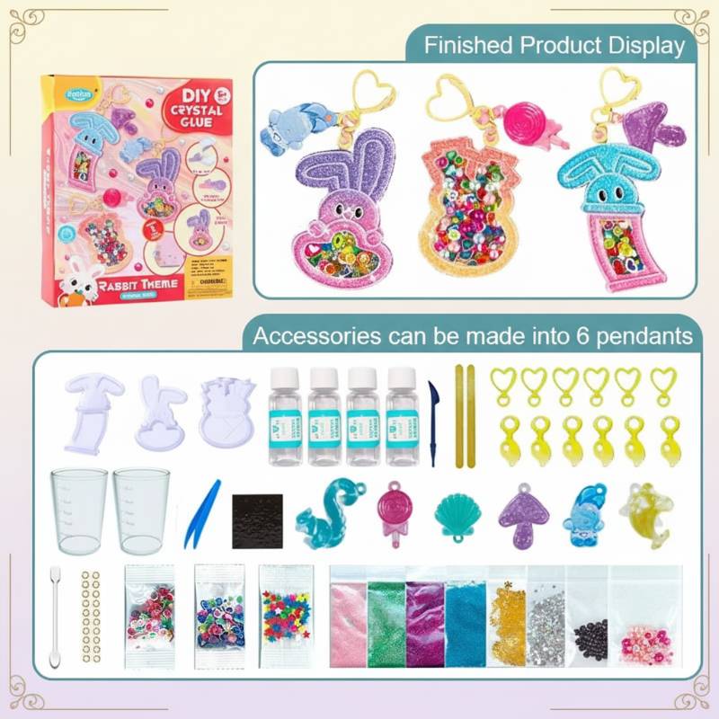 DIY Crystal Keychain Kit– Kreativ&Verspielt– Bastelset für Schlüsselanhänger Kaninchen – Ausführlich | Pädagogisches Holzspielzeug von Mein Kleines Baby