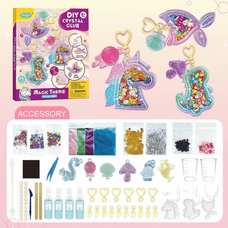 DIY Crystal Keychain Kit– Kreativ&Verspielt– Bastelset für Schlüsselanhänger Magie – Ausführlich | Pädagogisches Holzspielzeug von Mein Kleines Baby