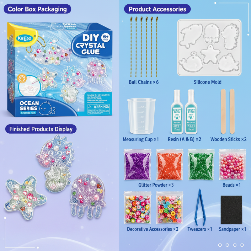 DIY Crystal Keychain Kit– Kreativ&Verspielt– Bastelset für Schlüsselanhänger Ozean – Ausführlich | Pädagogisches Holzspielzeug von Mein Kleines Baby