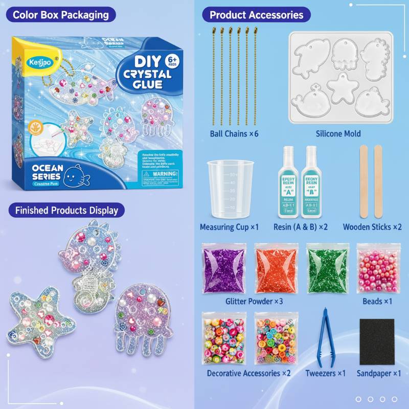 DIY Crystal Keychain Kit– Kreativ&Verspielt– Bastelset für Schlüsselanhänger Ozean – Ausführlich | Pädagogisches Holzspielzeug von Mein Kleines Baby