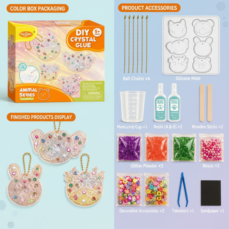 DIY Crystal Keychain Kit– Kreativ&Verspielt– Bastelset für Schlüsselanhänger Tiere – Einsteiger | Pädagogisches Holzspielzeug von Mein Kleines Baby