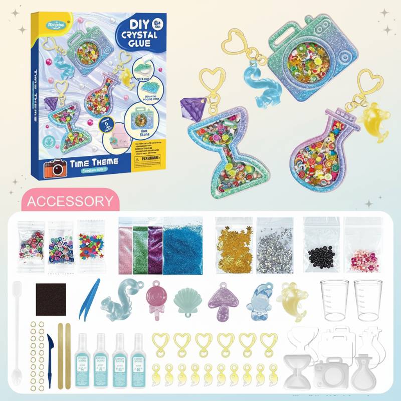 DIY Crystal Keychain Kit– Kreativ&Verspielt– Bastelset für Schlüsselanhänger Zeit – Ausführlich | Pädagogisches Holzspielzeug von Mein Kleines Baby