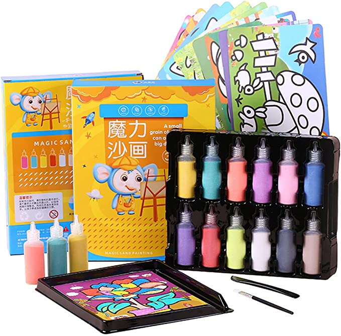DIY Painting™ - Kreativ mit Sand - Sandmalerei-Set 6er-Set + 6 GRATIS | Pädagogisches Holzspielzeug von Mein Kleines Baby