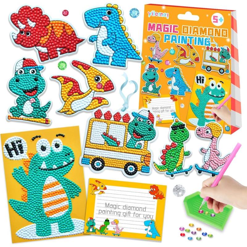 Diamond Painting™ - Kreativ med diamanter - Klistermærkesæt Dinos | Pädagogisches Holzspielzeug von Mein Kleines Baby