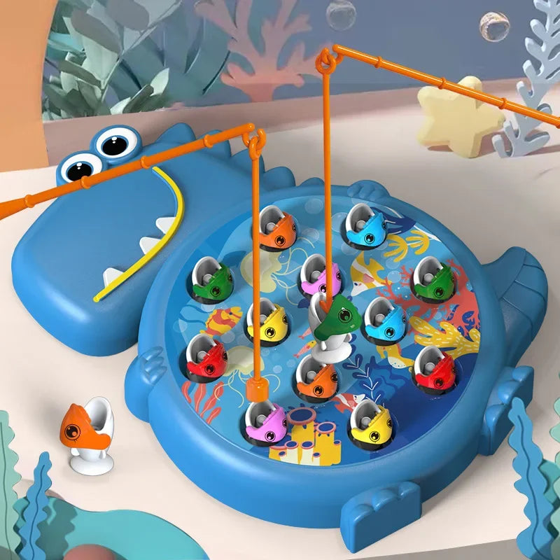 Dino Fishing Set™ – Verbesserung der Konzentration - Magnetisches Fischspiel Blau | Pädagogisches Holzspielzeug von Mein Kleines Baby
