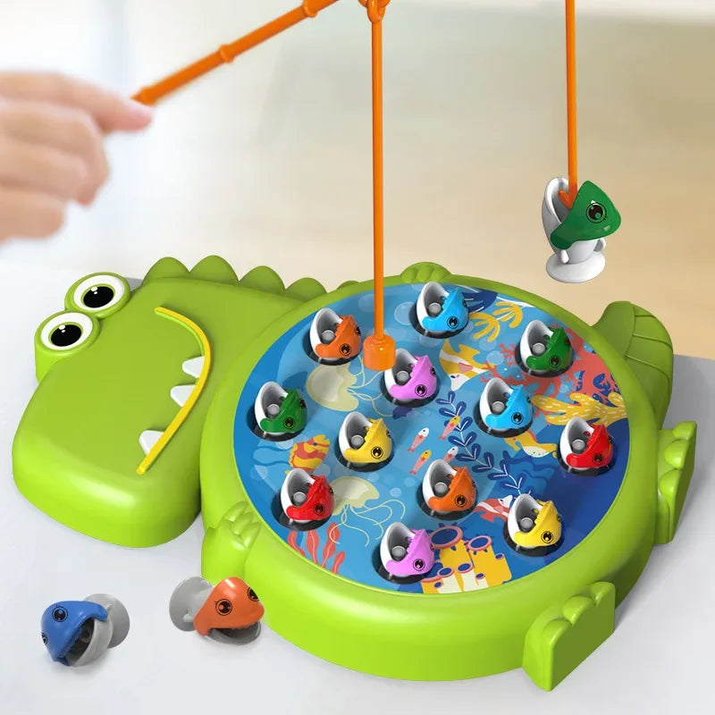 Dino Fishing Set™ – Verbesserung der Konzentration - Magnetisches Fischspiel Grün | Pädagogisches Holzspielzeug von Mein Kleines Baby