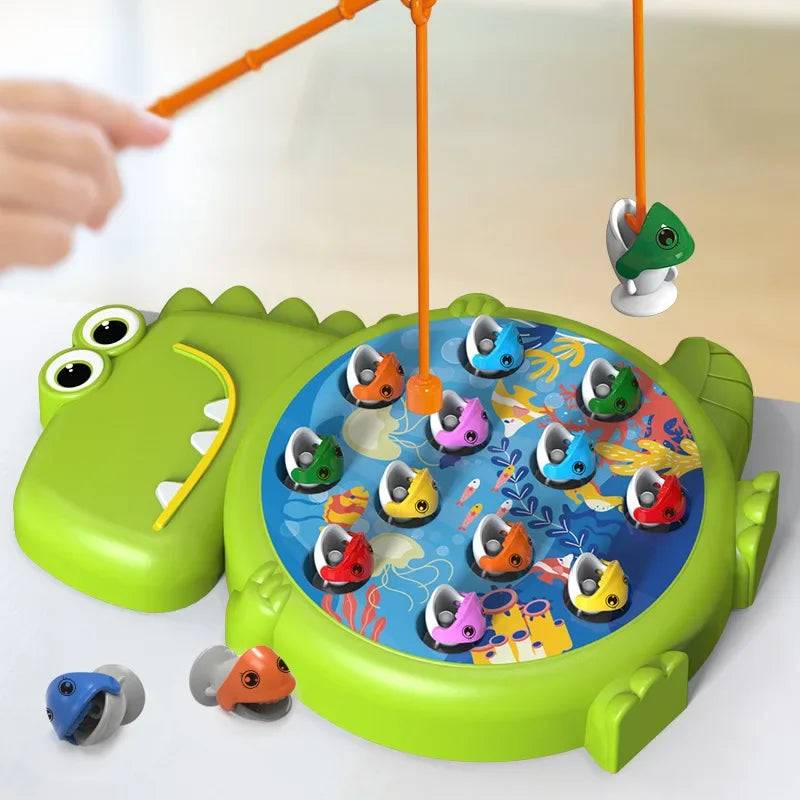 Dino Fishing Set™ – Verbesserung der Konzentration - Magnetisches Fischspiel Grün | Pädagogisches Holzspielzeug von Mein Kleines Baby