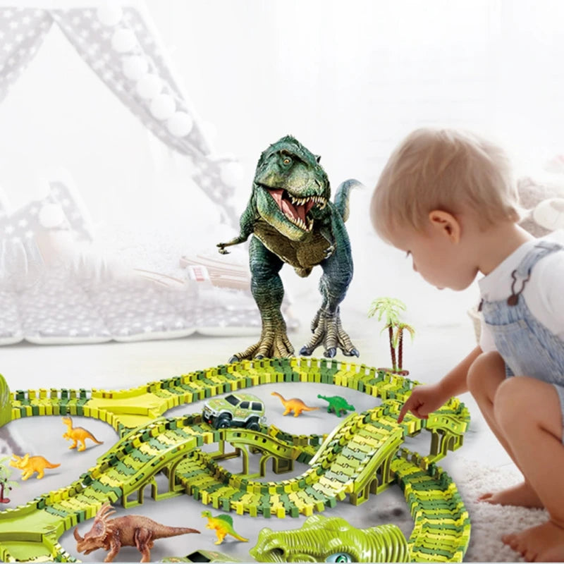 DinoRail™ - Dino Rennspaß - Rennbahn | Pädagogisches Holzspielzeug von Mein Kleines Baby