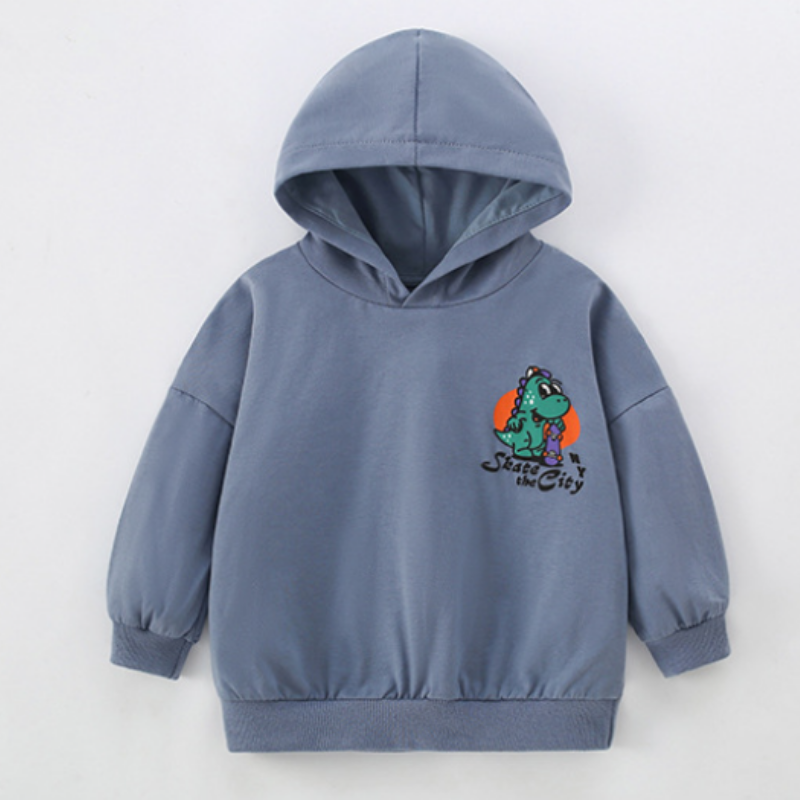 DinoStyle– Warm&atmungsaktiv– Hoodie mit Triceratops-Print Blau / 140 (7–8 Jahre) | Pädagogisches Holzspielzeug von Mein Kleines Baby