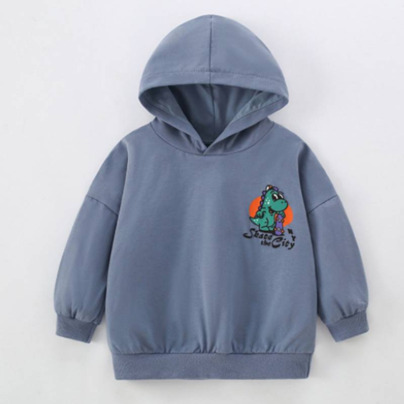 DinoStyle– Warm&atmungsaktiv– Hoodie mit Triceratops-Print Blau / 90 (2–3 Jahre) | Pädagogisches Holzspielzeug von Mein Kleines Baby