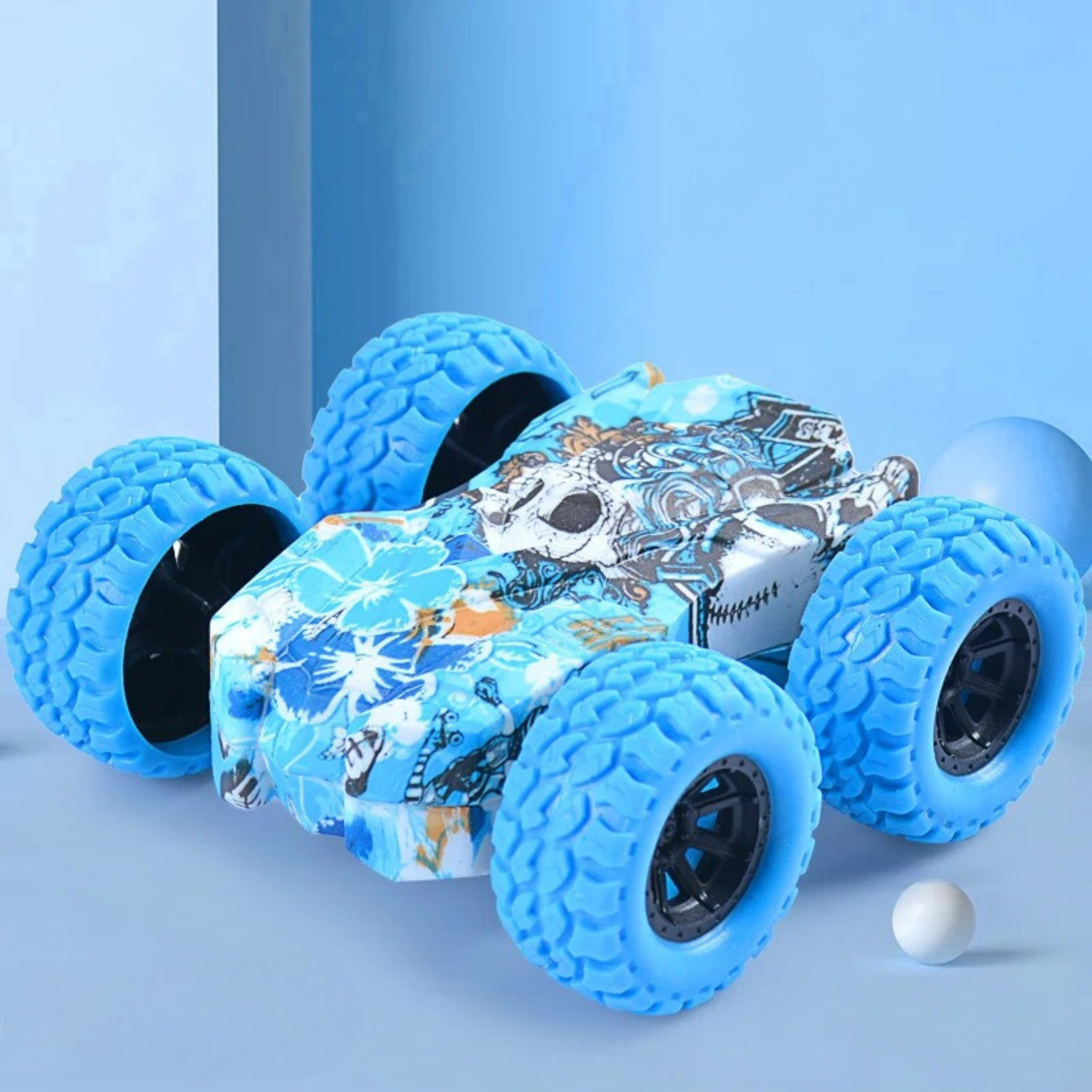 Double Stunt Car™ - Dobbeltsidet sjov - Legetøjsbil Blå | Pädagogisches Holzspielzeug von Mein Kleines Baby