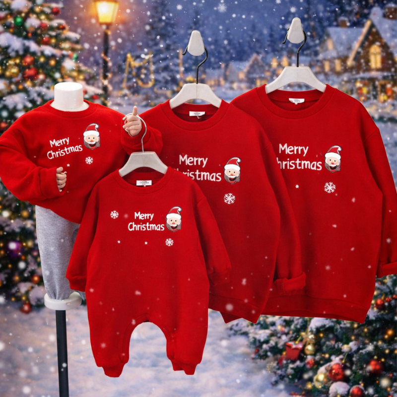 FamXmas– Weihnachts-Strampler&Pullover für die ganze Familie Rot / 90 (2 Jahre) - Brechen | Pädagogisches Holzspielzeug von Mein Kleines Baby