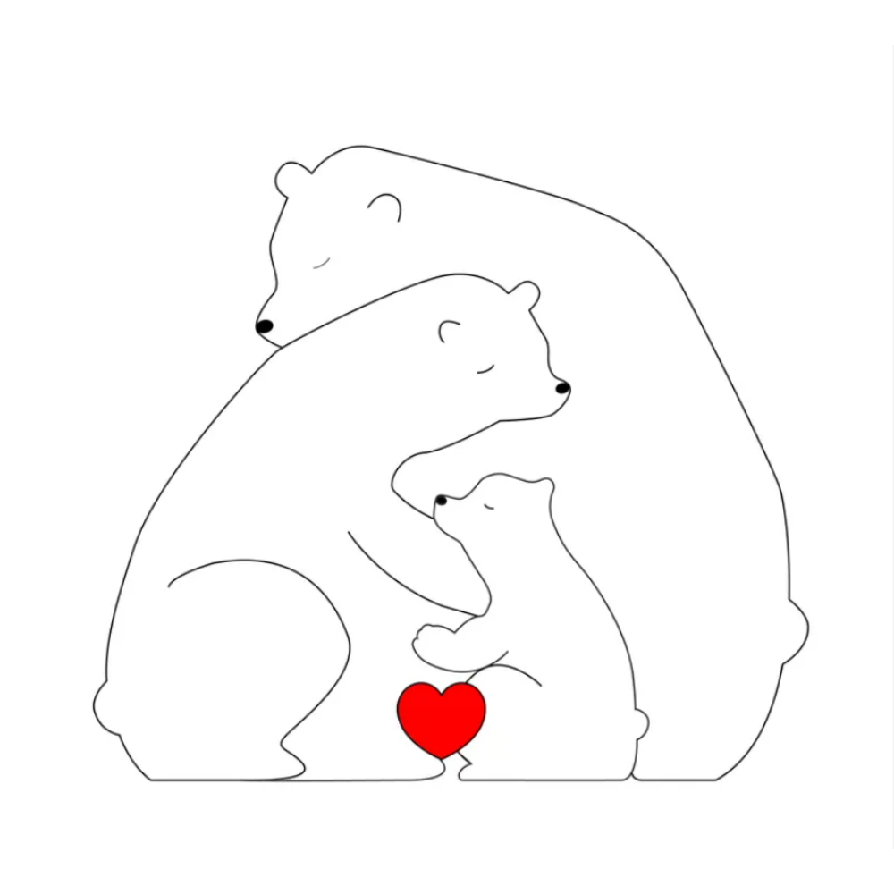 Family Puzzle™ – Personalisiertes Muttertagsgeschenk mit Bärenfamilie 2 Große Bären + 1 Kind | Pädagogisches Holzspielzeug von Mein Kleines Baby