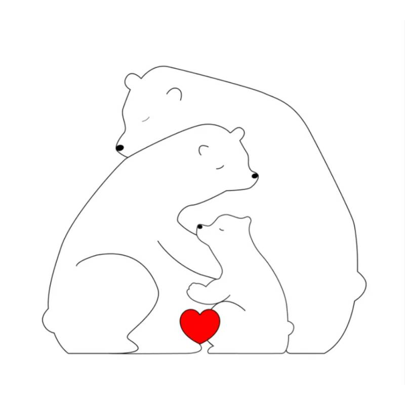 Family Puzzle™ – Personalisiertes Muttertagsgeschenk mit Bärenfamilie 2 Große Bären + 1 Kind | Pädagogisches Holzspielzeug von Mein Kleines Baby
