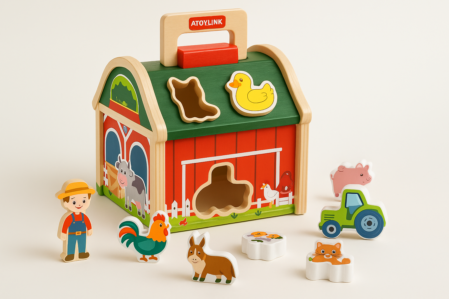 Farm Sort™ – Mal- und Formspaß - Bauernhof-Sortierspiel aus Holz | Pädagogisches Holzspielzeug von Mein Kleines Baby
