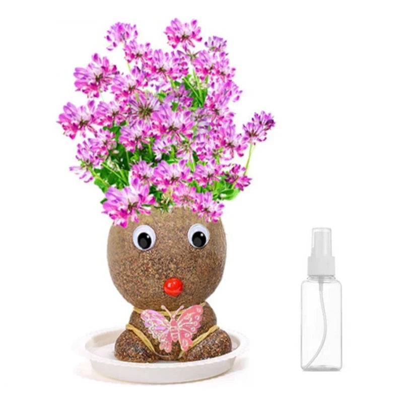 Figure Plants™ - Lernen Sie, wie man Pflanzen pflegt - Dekopflanzen Rosa Blumenmädchen (inkl. Wasserspray) | Pädagogisches Holzspielzeug von Mein Kleines Baby