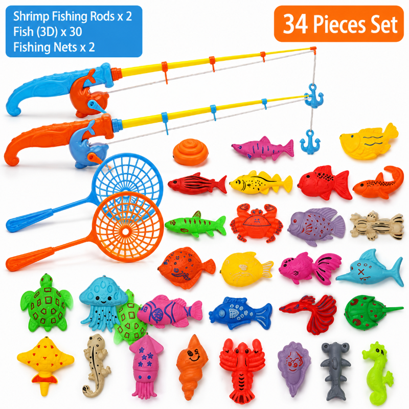 Fishing Game – Lernen & Entdecken - Magnetisches Fischspiel Satz von 30 | Pädagogisches Holzspielzeug von Mein Kleines Baby