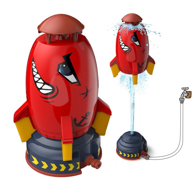 Flying Water Rocket™ - Spritziges Abenteuer - Wasserspritzrakete Rot - Inkl. GRATIS 3-Meter-Gartenschlauch | Pädagogisches Holzspielzeug von Mein Kleines Baby