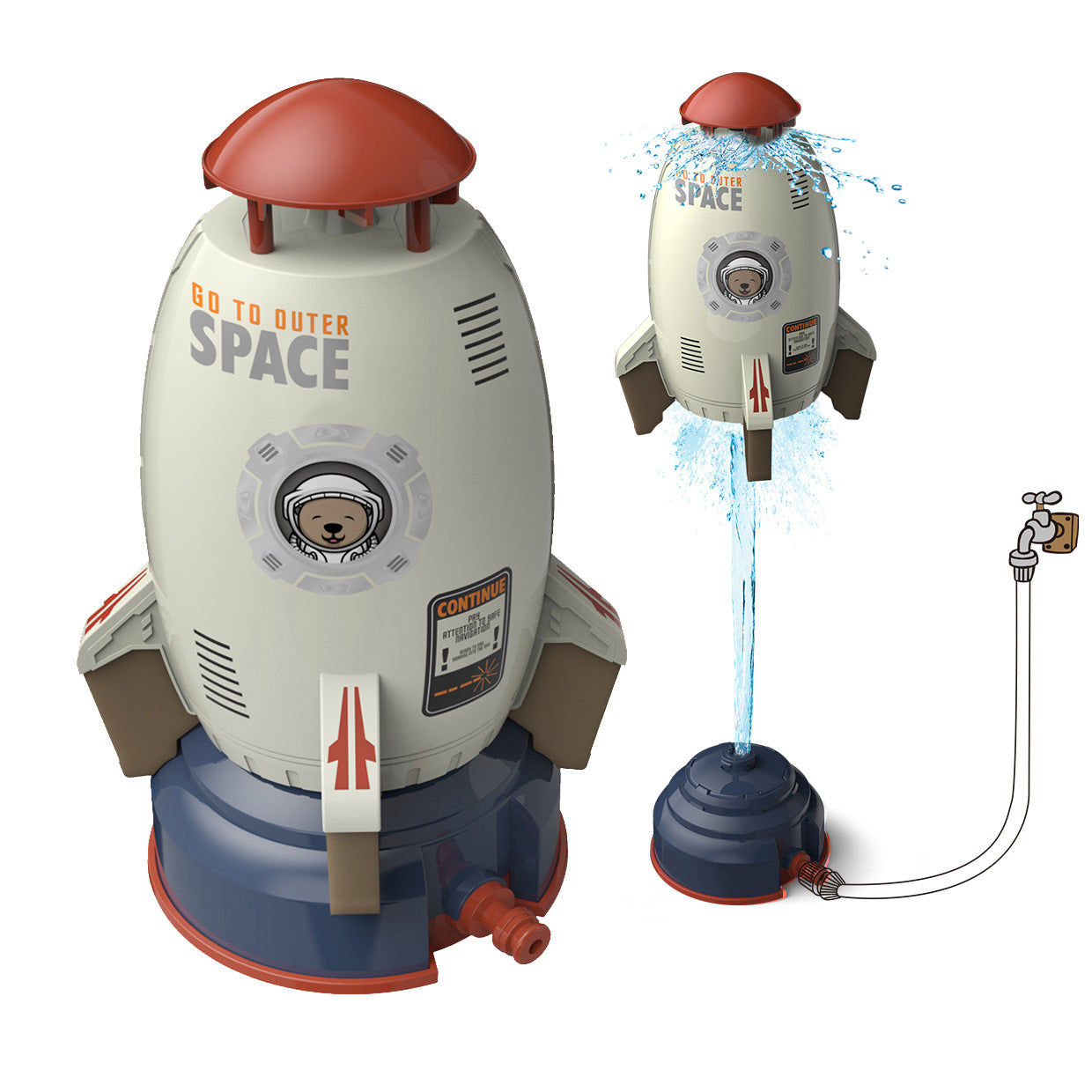 Flying Water Rocket™ - Spritziges Abenteuer - Wasserspritzrakete Weiß - Inkl. GRATIS 3-Meter-Gartenschlauch | Pädagogisches Holzspielzeug von Mein Kleines Baby
