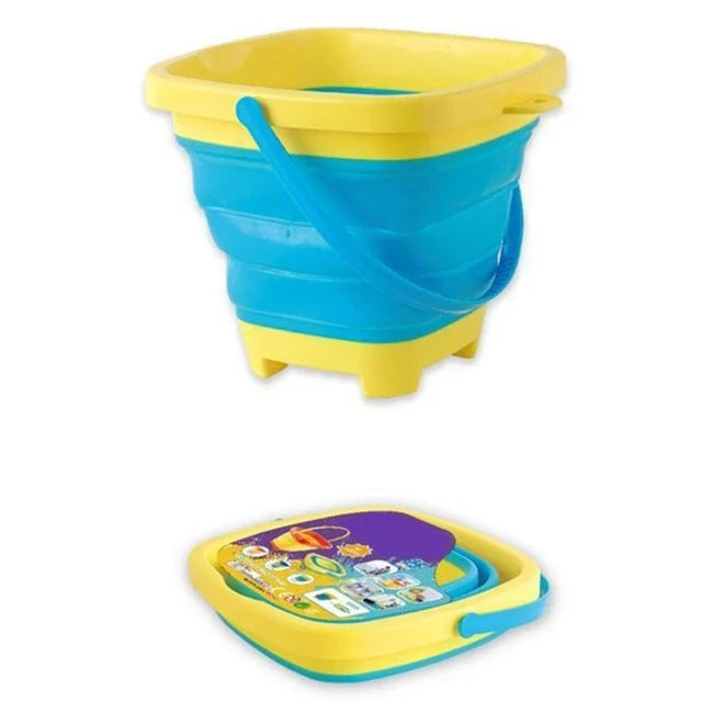 Foldable Bucket™ - Faltbarer Urlaubsspaß - Faltbarer Eimer Blau | Pädagogisches Holzspielzeug von Mein Kleines Baby