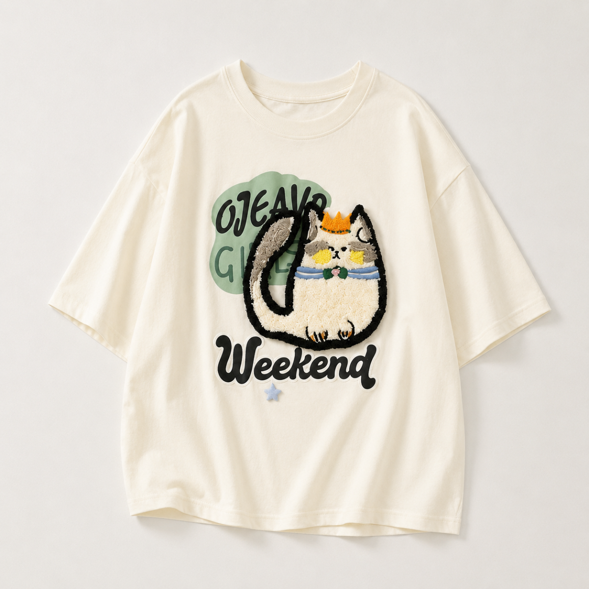 FunPaws – Verspielt & stilvoll – Oversize-T-Shirt mit Katzenprint 130 (6–7 Jahre) | Pädagogisches Holzspielzeug von Mein Kleines Baby
