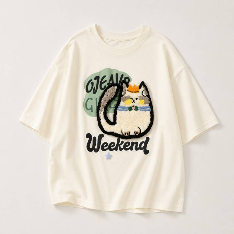 FunPaws – Verspielt & stilvoll – Oversize-T-Shirt mit Katzenprint 130 (6–7 Jahre) | Pädagogisches Holzspielzeug von Mein Kleines Baby