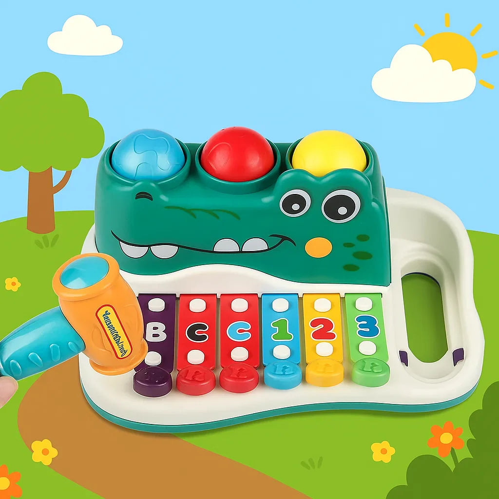 GatorBeats– Musikalisch&unterhaltsam– Hammer-Xylophon-Spielzeug | Pädagogisches Holzspielzeug von Mein Kleines Baby