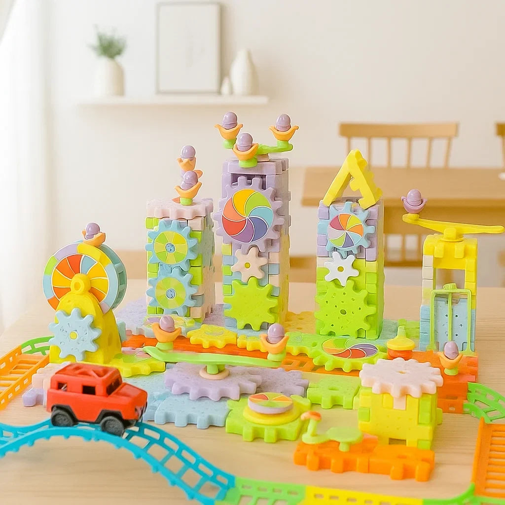 GearTrack – Elektrisk & pædagogisk – Byggeklodser Legesæt 203 stykker | Pädagogisches Holzspielzeug von Mein Kleines Baby