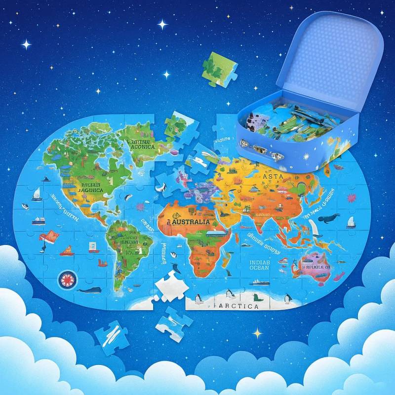GeoMap– Lehrreich&unterhaltsam– Weltkarte-Bodenpuzzle | Pädagogisches Holzspielzeug von Mein Kleines Baby