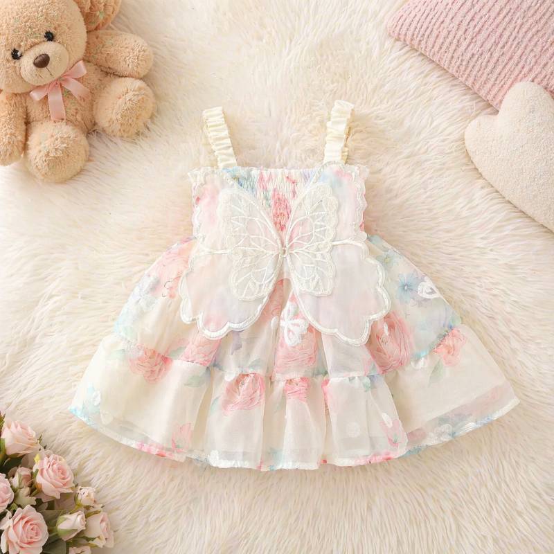 Girls Butterfly Dress – Sød & luftig – børnekjole Elegant cremefarvet / 90 (18–24 måneder) | Pädagogisches Holzspielzeug von Mein Kleines Baby