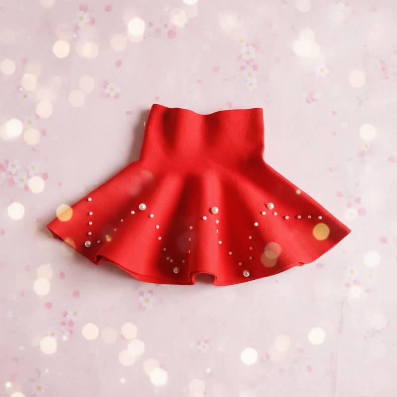 Girls Knitted Skirt – Komfort & Stil – Kinderrock Rot / Chevron-Perle / 110 (2–3 Jahre) | Pädagogisches Holzspielzeug von Mein Kleines Baby
