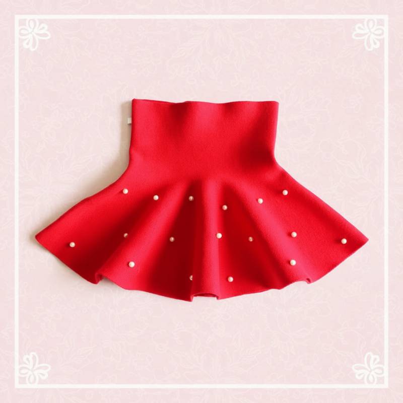 Girls Knitted Skirt – Komfort & Stil – Kinderrock Rot / Verstreute Perlen / 110 (2–3 Jahre) | Pädagogisches Holzspielzeug von Mein Kleines Baby