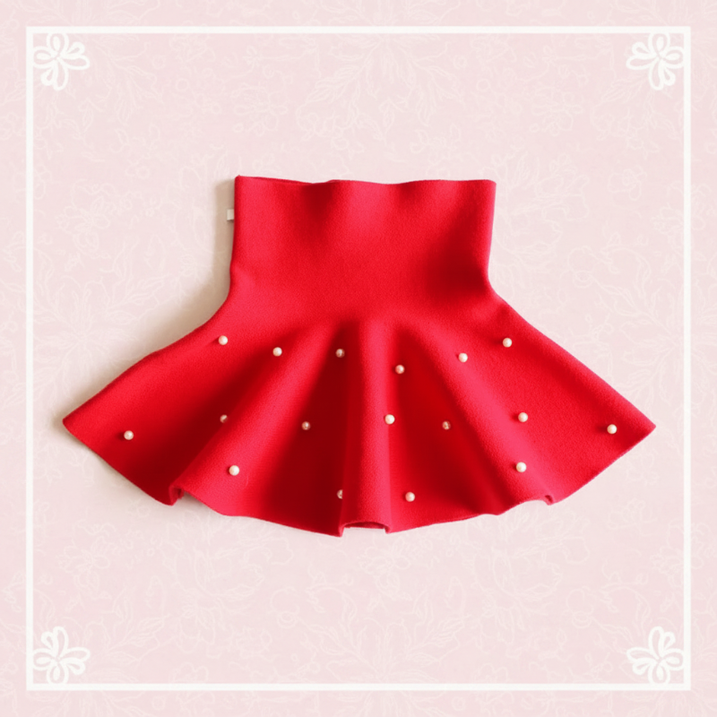 Girls Knitted Skirt – Komfort & Stil – Kinderrock Rot / Verstreute Perlen / 120 (3–4 Jahre) | Pädagogisches Holzspielzeug von Mein Kleines Baby