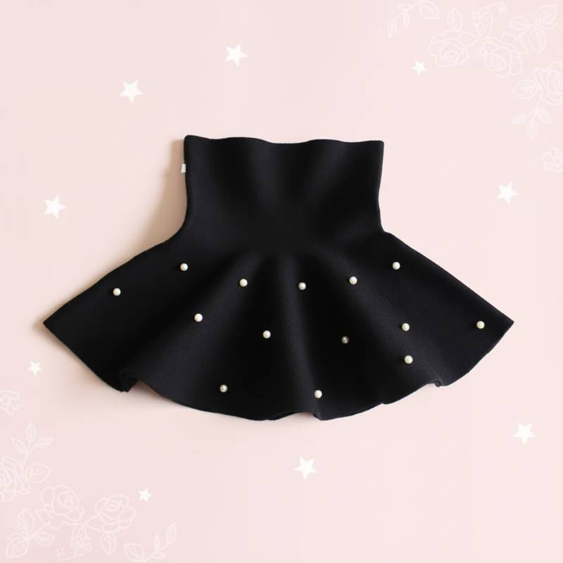 Girls Knitted Skirt – Komfort & Stil – Kinderrock Schwarz / Verstreute Perlen / 110 (2–3 Jahre) | Pädagogisches Holzspielzeug von Mein Kleines Baby